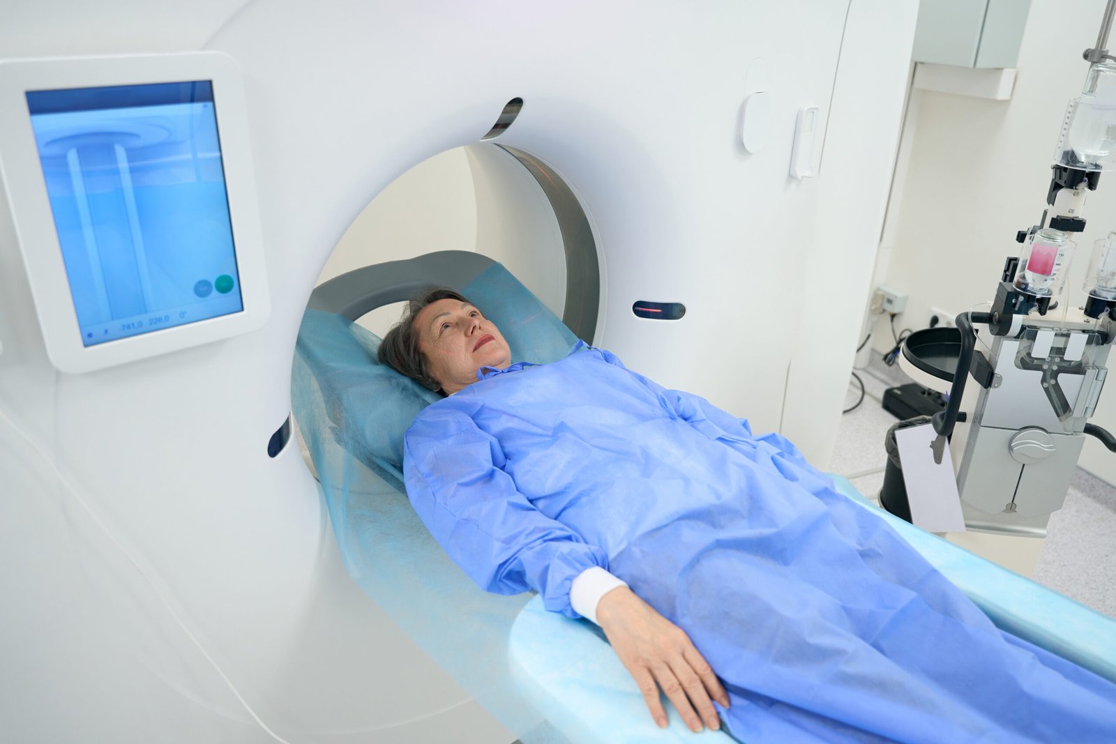 Woman undergoes CT scan procedure